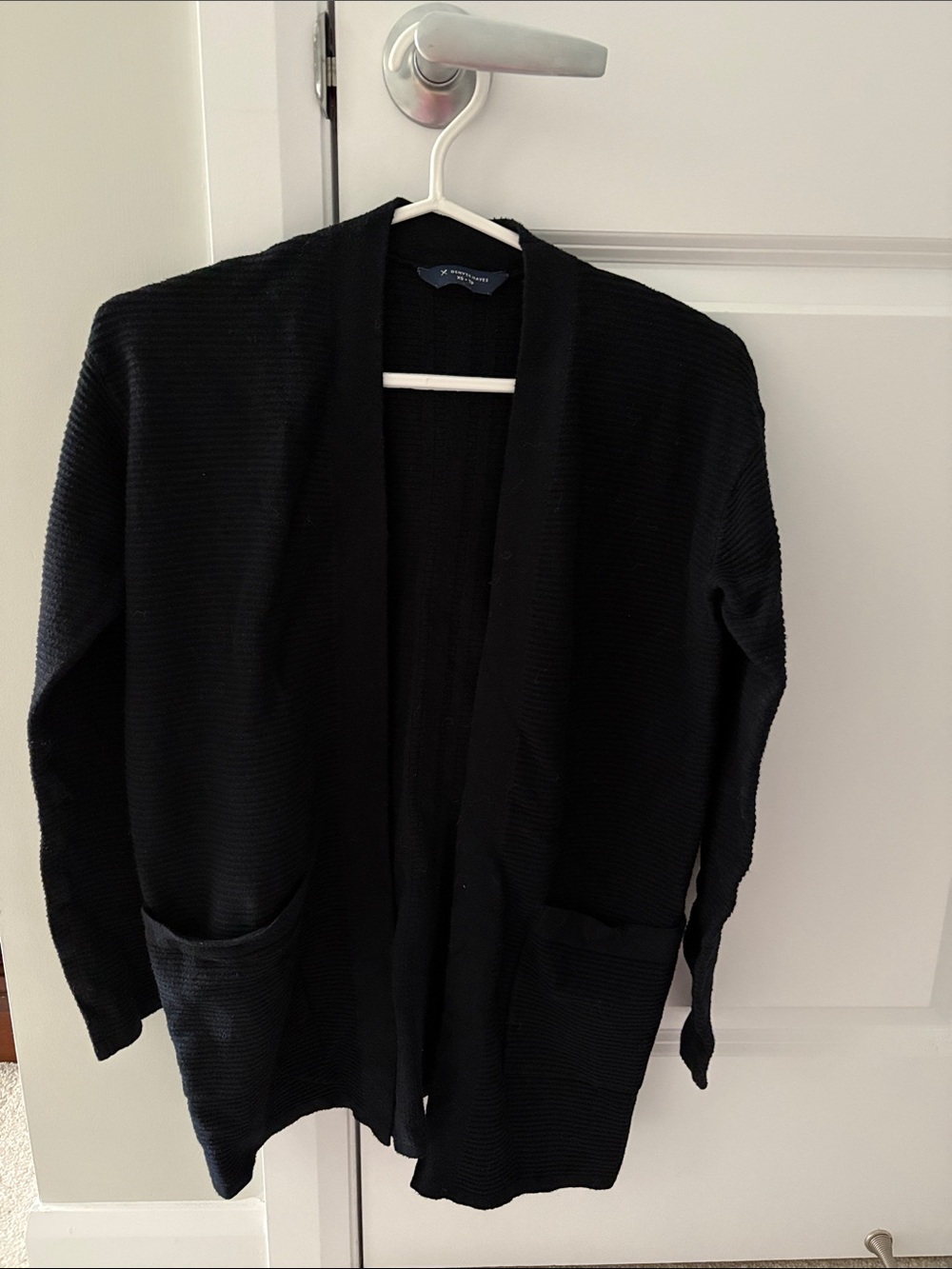 Denver Hayes Black Open-Front Knit Cardigan